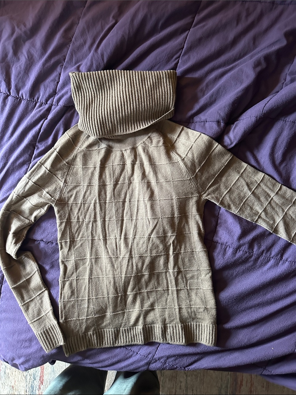 Giorgio Armani Taupe Ribbed Turtleneck Sweater